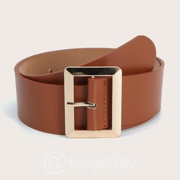 Rouge! Accessories - Camel Brown PU Leather Belt Gold Buckle